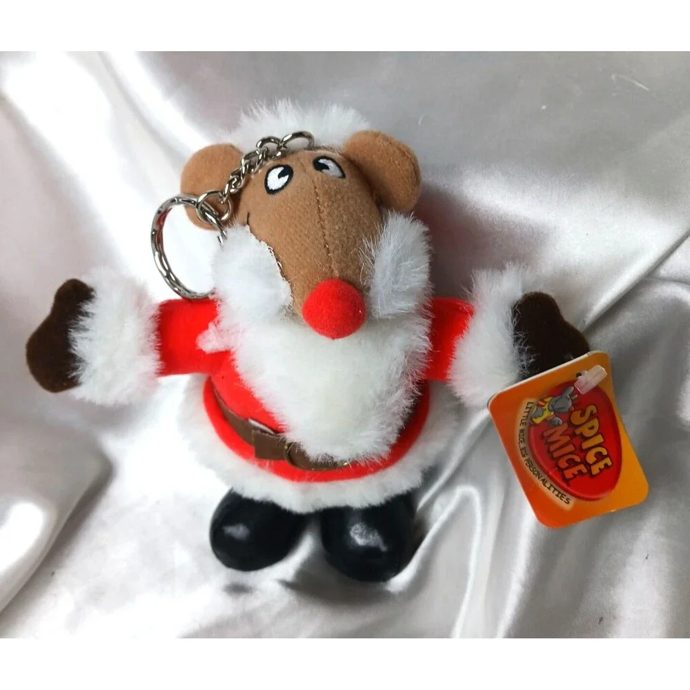 Vintage Kamhi World Spice Mice Christmas Santa Mouse Keychain